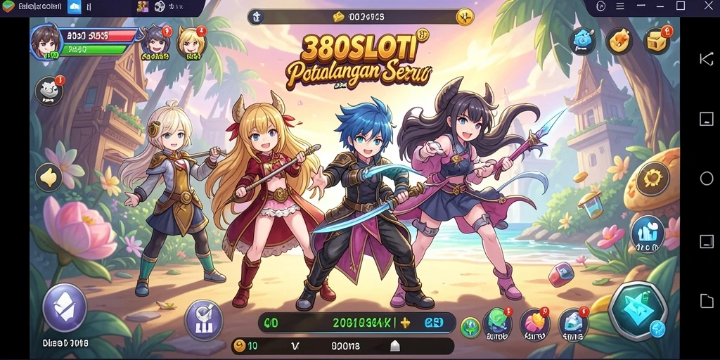 Tampilan gameplay 380SLOT dengan karakter anime yang menarik.