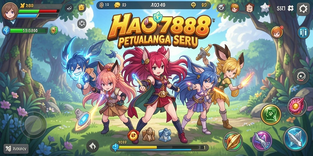Screenshot gameplay HAO788 dengan karakter anime yang dinamis.