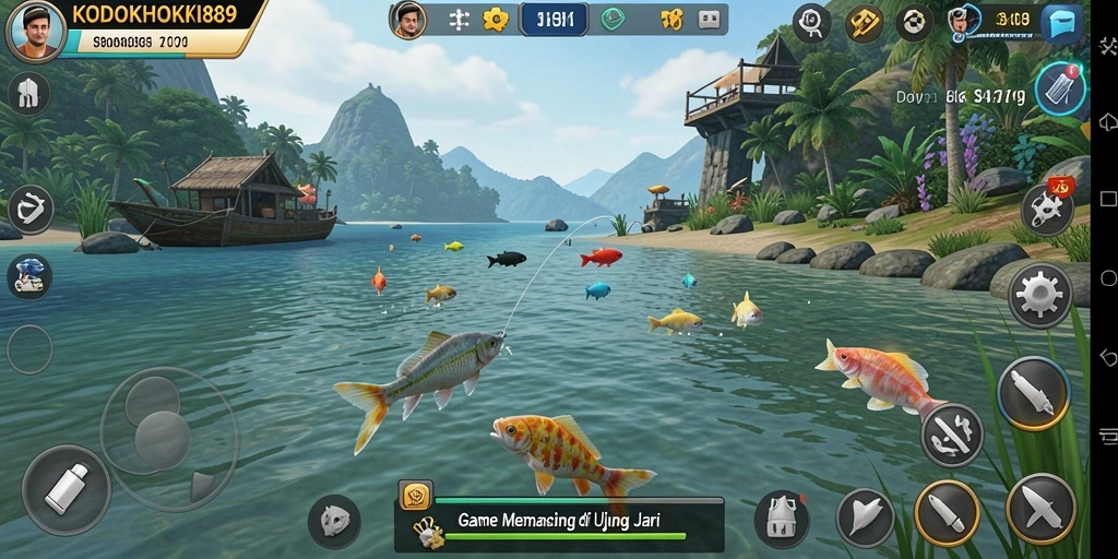 Tampilan gameplay menarik dalam aplikasi memancing KODOKHOKI889.