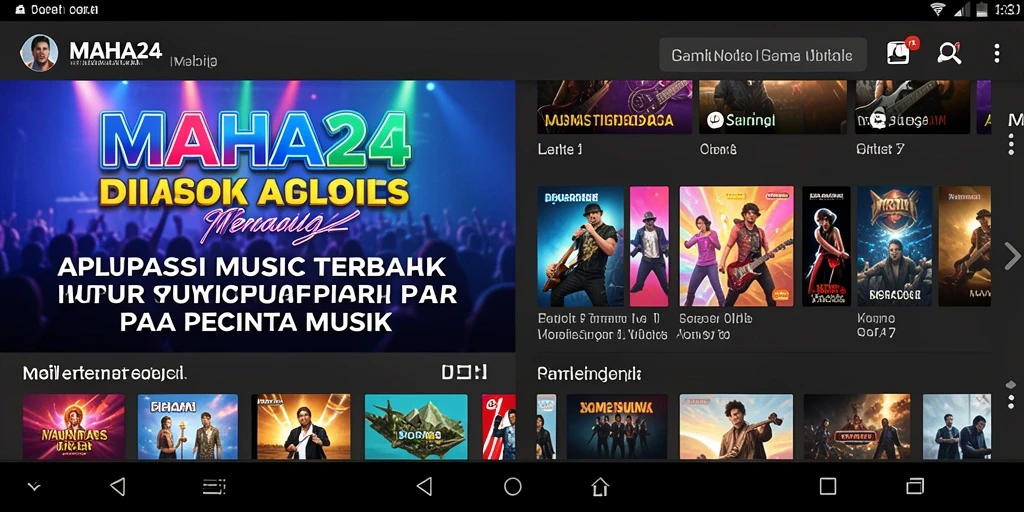 Tampilan antarmuka MAHA24 dengan berbagai pilihan lagu music.