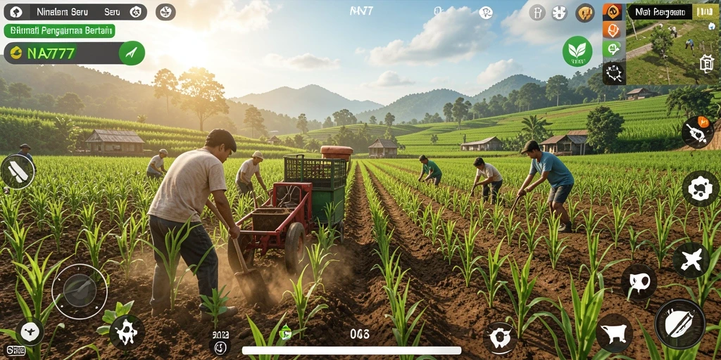 Screenshot permainan NA777 yang menunjukkan pengalaman bertani yang seru.