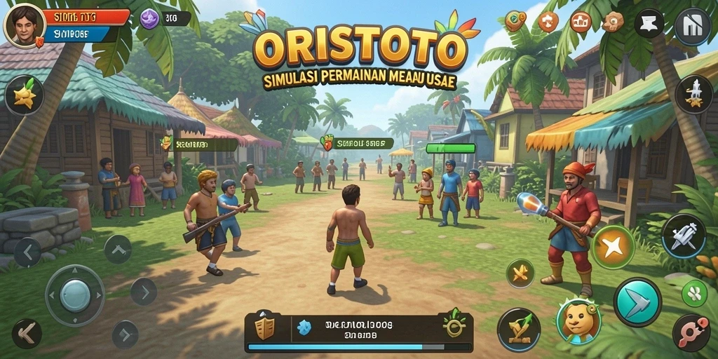 Screenshot gameplay ORISTOTO menunjukkan interaksi dan kreativitas pemain.