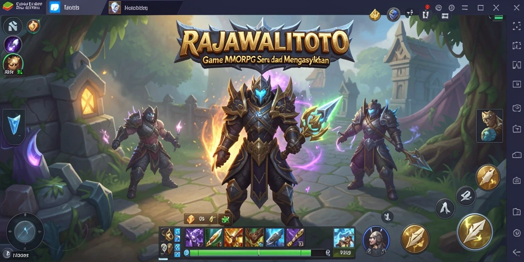 Tangkapan layar gameplay RAJAWALITOTO menampilkan pertarungan seru di dunia fantasi.